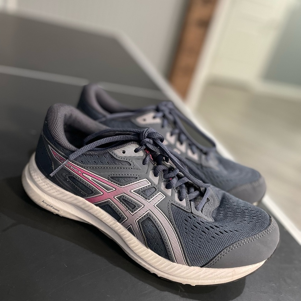 Asics Navy and Pink Running Shoes
